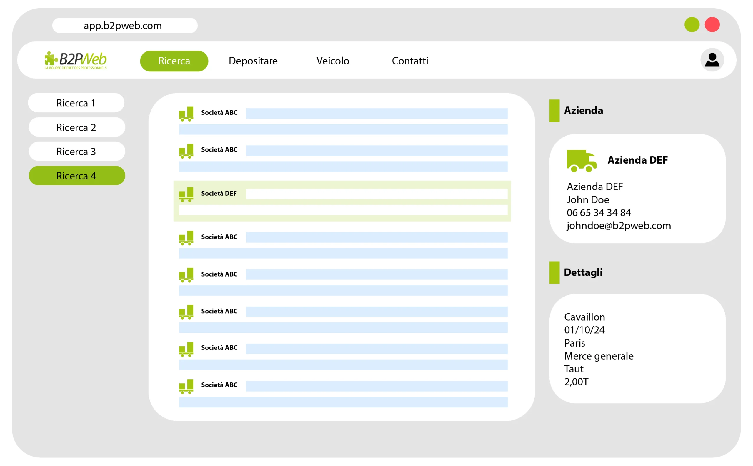 Registrazione borsa carichi per Padroncini B2PWeb Italia by Resta Italia